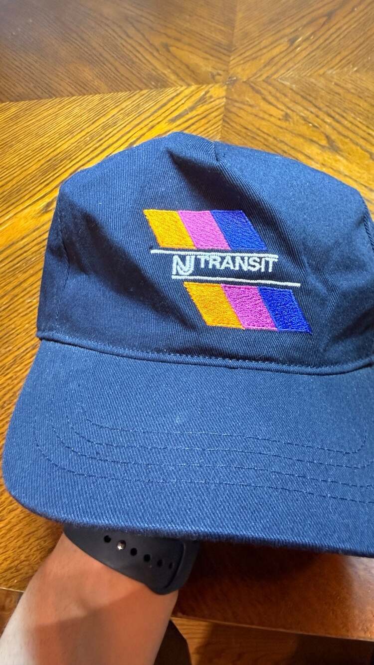 NJ Transit Baseball Cap Blue Snapback Hat with Rainbow Logo